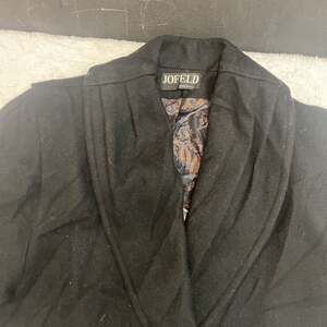 Vintage Jofeld Black Velvet Trimmed Long Wool Coat